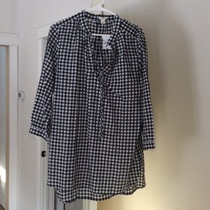 J. Crew Tunic Top NWT Navy Gingham